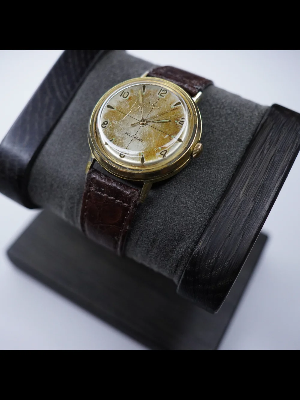 Vintage Timex Self-Wind Gold Tone Men’s Watch Runs Great Tropical Patina